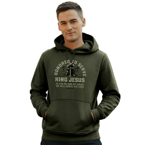Light Source Mens Hooded Sweatshirt King Jesus, Dark Olive, SM