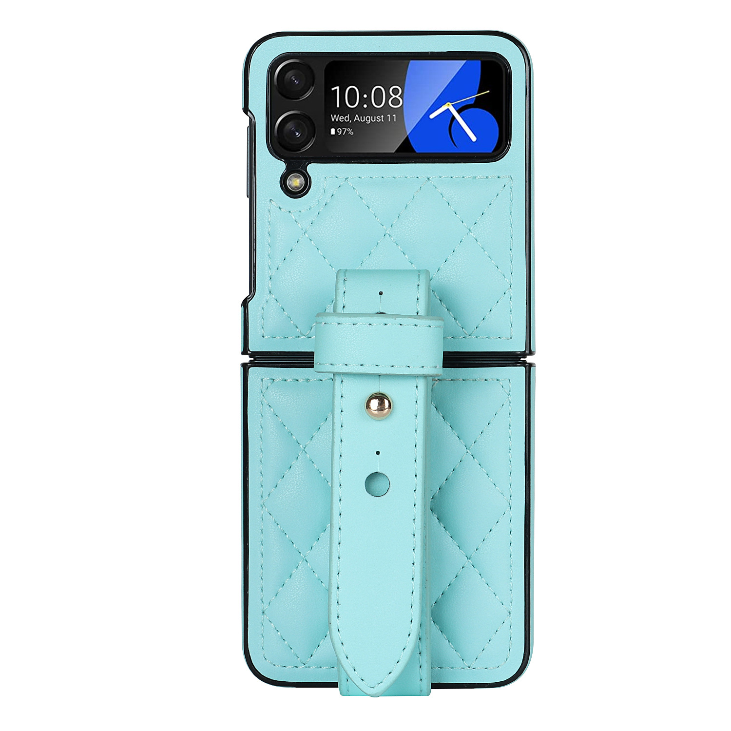 Fashion wrist strap folding phone leather case for Samsung Galaxy Z flip4