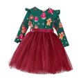 thumbnail image 2 of iiniim Baby Girls Outfits Toddler Kids Long Sleeve Xmas Holiday Party Mesh Midi Dress Red Gingerbread Man 110/5Y, 2 of 7