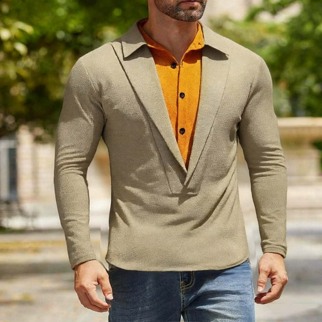 pstuiky camisas de manga larga para hombre, Blusa/camiseta informal elegante a rayas de manga larga con cuello, botones y bolsillo para hombre tops de invierno para hombre s