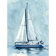 thumbnail image 2 of Caroline, Emma 12x14 Black Ornate Wood Framed with Double Matting Museum Art Print Titled - Lone Sailboat I, 2 of 4