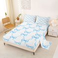 thumbnail image 2 of Manfei Blue Watercolor Bow Bed Sheets for Kids Girls, Cartoon Bowknot Style King Sheets, 4 Pieces, 2 of 5