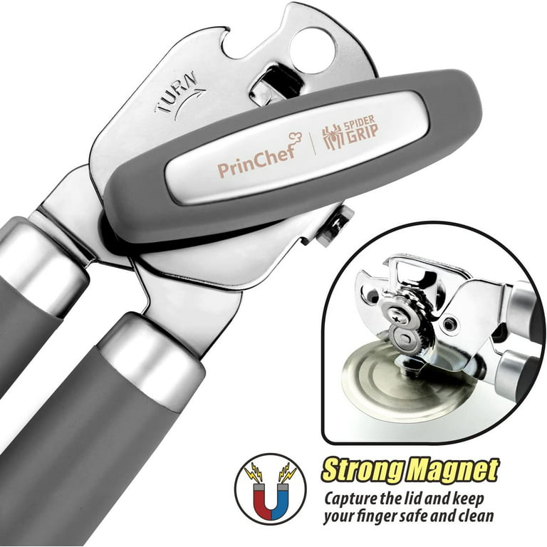 SPIDER GRIP Can Opener, No-Trouble-Lid-Lift Manual Handheld Can Opener with  Magnet, Smooth Edge Safe Cut for Beer/Tin/Bottle, Big Turning Knob