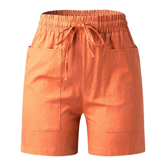 TSADFHJI Skirts for Girls 10-12 Years Womens Casual Loose Solid Summer Plus Size Pants Pants Drawstring Elastic Waist Comfy Shorts with Pockets L Red