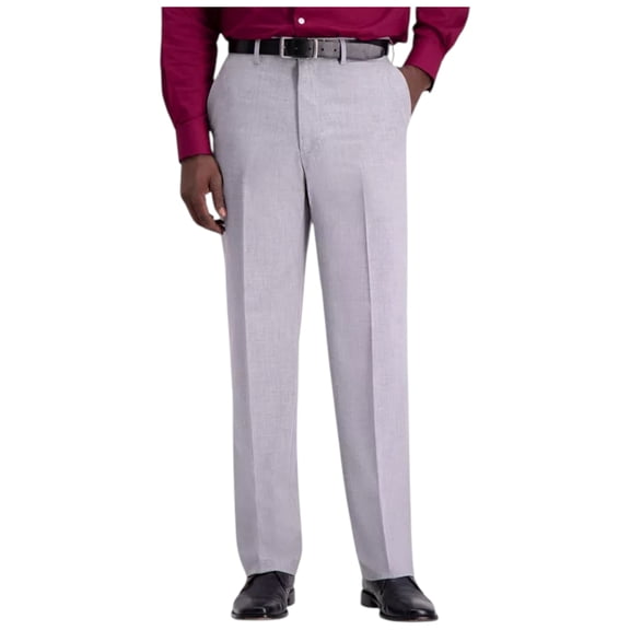 Haggar Mens Classic fit Dress Pants 38 / 32 Light Grey Solid Stretch