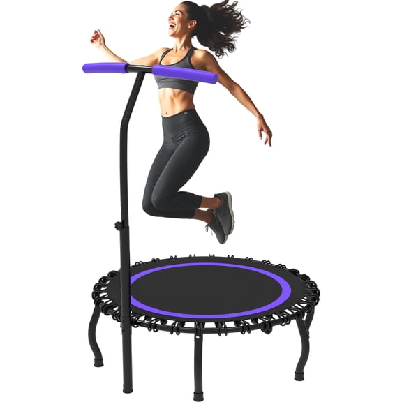WOWLAND 40'' Rebounder Trampoline for Adults, 330LBS Foldable Exercise Fitness Trampoline with Handlebar and Bungees, Adult Rebounder for Indoor Workout, Noise-free