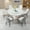 6 Grey Chairs+Table, variant on 59"Round Marble-Design Dining Set w/ 6 Grey Chairs+Table & Petal Base | 6-8 Seater for Kitchen/Dining Room