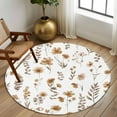 thumbnail image 2 of Round Area Rugs Collection 6 Ft, Brown Spring Floral Non-Slip Residential Carpet, Flowers Leaves Elegant Pastoral Indoor Crawling Mats Runner Rugs for Living Room/Dining Room/Bedroom, 2 of 8