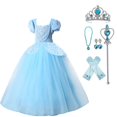 thumbnail image 1 of HAWEE Girls Blue Cinderella Princess Costume Classic Deluxe Party Dress up, 1 of 7
