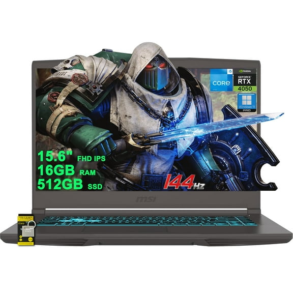 MSI Thin 15 Gaming Laptop 15.6" FHD IPS 144Hz Intel Octa-core i5-13420H (> i7-11800H) 16GB RAM 512GB SSD GeForce RTX 4050 Backlit USB-C Win11Pro w/ICP Hub