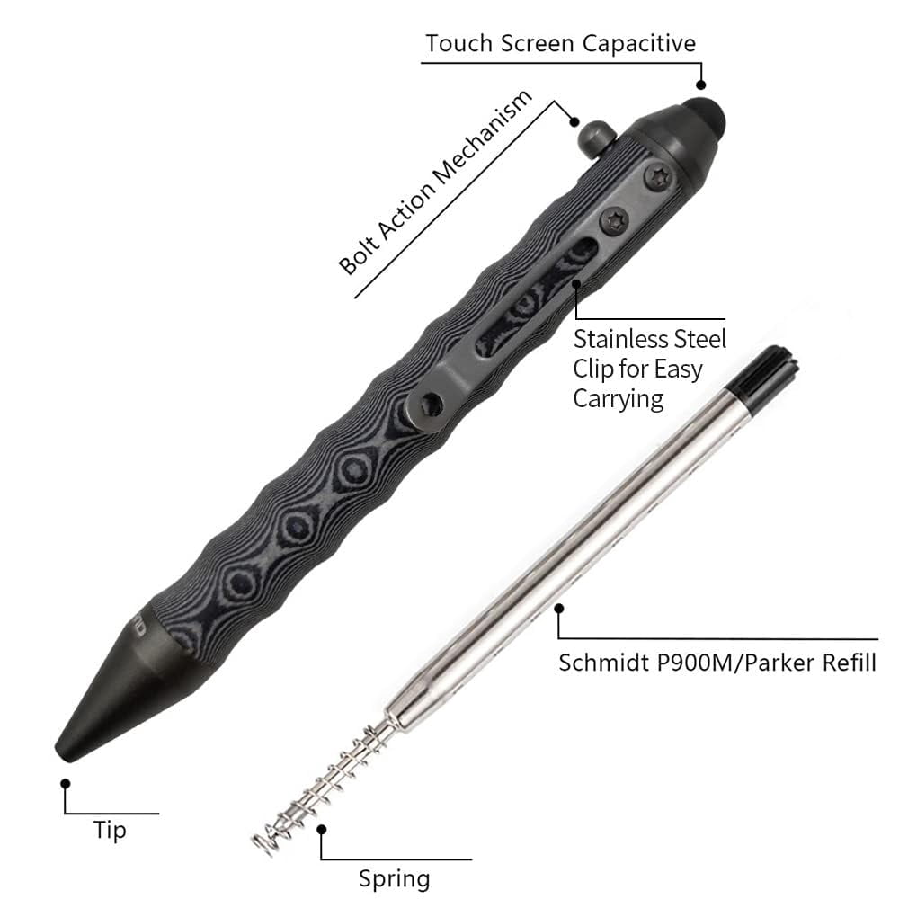 4.5 Inch Bolt Action Refillable Touch Screen Ballpoint Pen Grey/Black