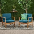 thumbnail image 2 of Noble House Perla Chaise en Bois d'Acacia Teckée pour Extérieur Coussin Bleu (Ensemble de 2), 2 of 4