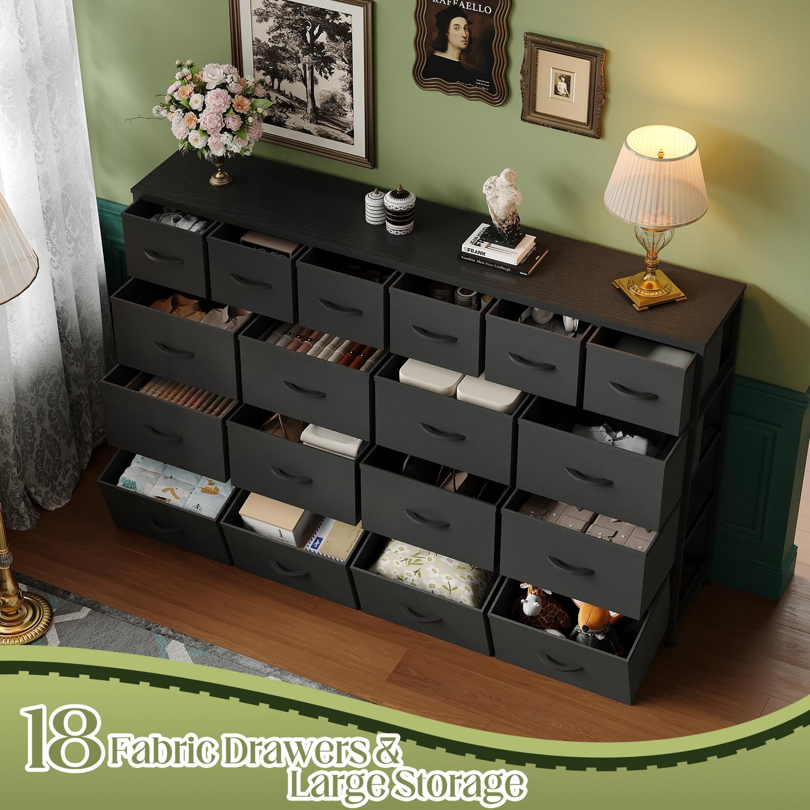 Babevy 18 Drawer Fabric Dresser Storage Chest for Bedroom, Closet, Entryway, Storage Furniture for Adults