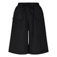 thumbnail image 5 of ABATAB Bermuda Shorts for Women Wide Leg Drawstring Shorts Knee Length Comfy Lounge Summer Shorts with Pockets, 5 of 6