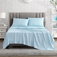 thumbnail image 3 of American Home Collection Brushed Microfiber Sheet Set, Deep Pocket Extra Soft Sheets & Pillowcase Set, 3 Pieces, Twin, Light Blue, 3 of 7