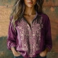 thumbnail image 3 of Mashaouyo Women Cotton Shirt Printed Fashion Button Down Shirts Long Sleeve V Neck Blouse Dressy Casual Tops, 3 of 3