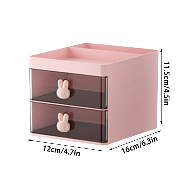 Desktop Storage Box, Transparent Small Drawer Desk, Plastic Mini Storage Box, Rabbit Stationery Storage Box