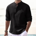 thumbnail image 2 of Camisas Para Hombre Manga Corta Camisa de hombre Manga larga Hebilla abierta Camisa casual a cuadros Top (Black, XXL), 2 of 5