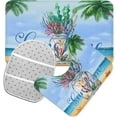 thumbnail image 5 of Summer Beach Bath Rug Sets 3 Piece Sunshine Mason Jar Tropical Palm Trees Ocean Sea Starfish Bath Mat Soft Non Slip Water Absorbent U-Shaped Contour Toilet Mat, Toilet Lid Cover, 5 of 6