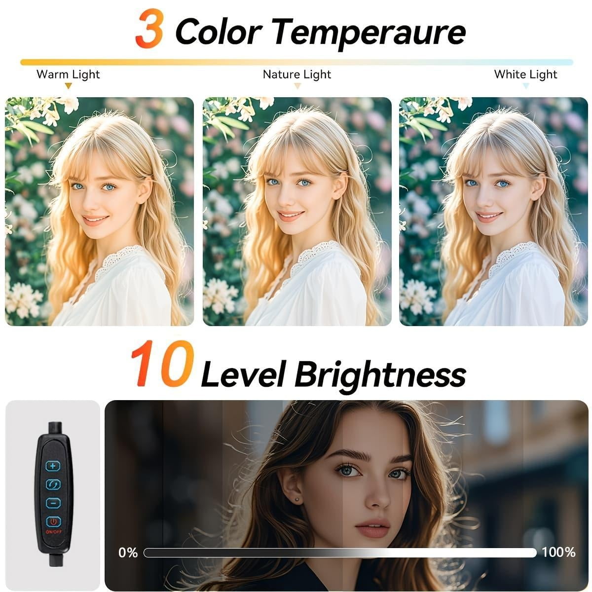 UEGOGO 10-Inch Portable Selfie Ring Light with Flexible Tripod & Phone Stand - 360° Adjustable LED Lighting for Makeup, Live Streaming, and Outdoor Photography, USB Powered ring  light  glow