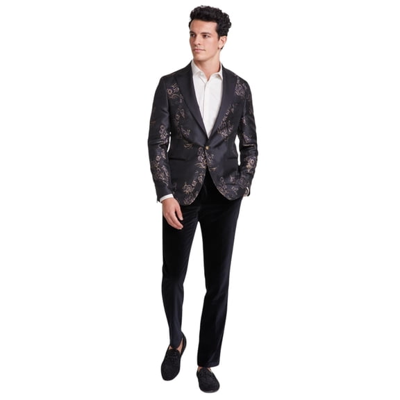 Tallia Mens Slim fit Sport Coat Blazer 36 S Black Floral