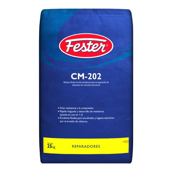 Mortero Fluido de Alta Resistencia para la Reparación de Elementos de Concreto Estructural Fester CM-202 25 KG