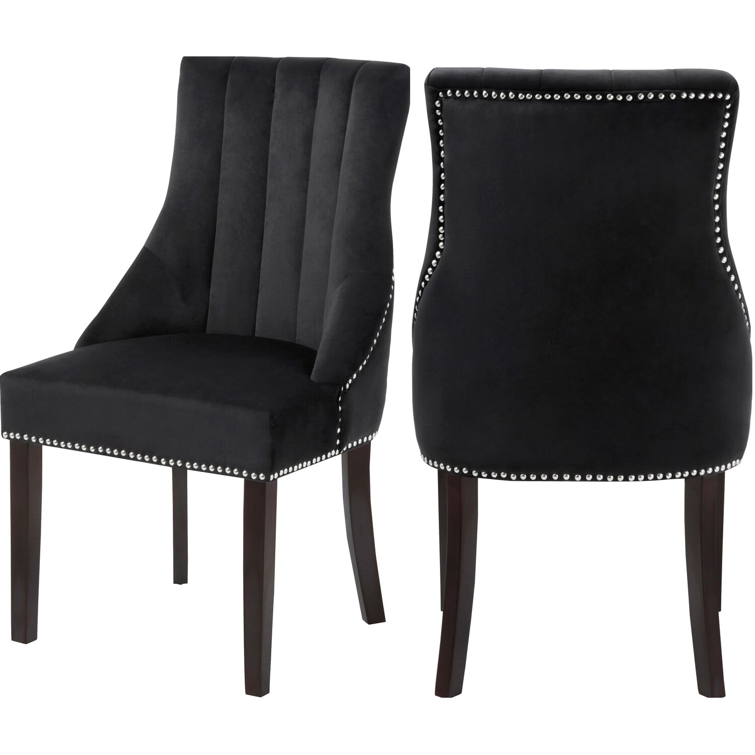Oxford Black Velvet Dining Chair, Set of 2-Color:Black Velvet,Style