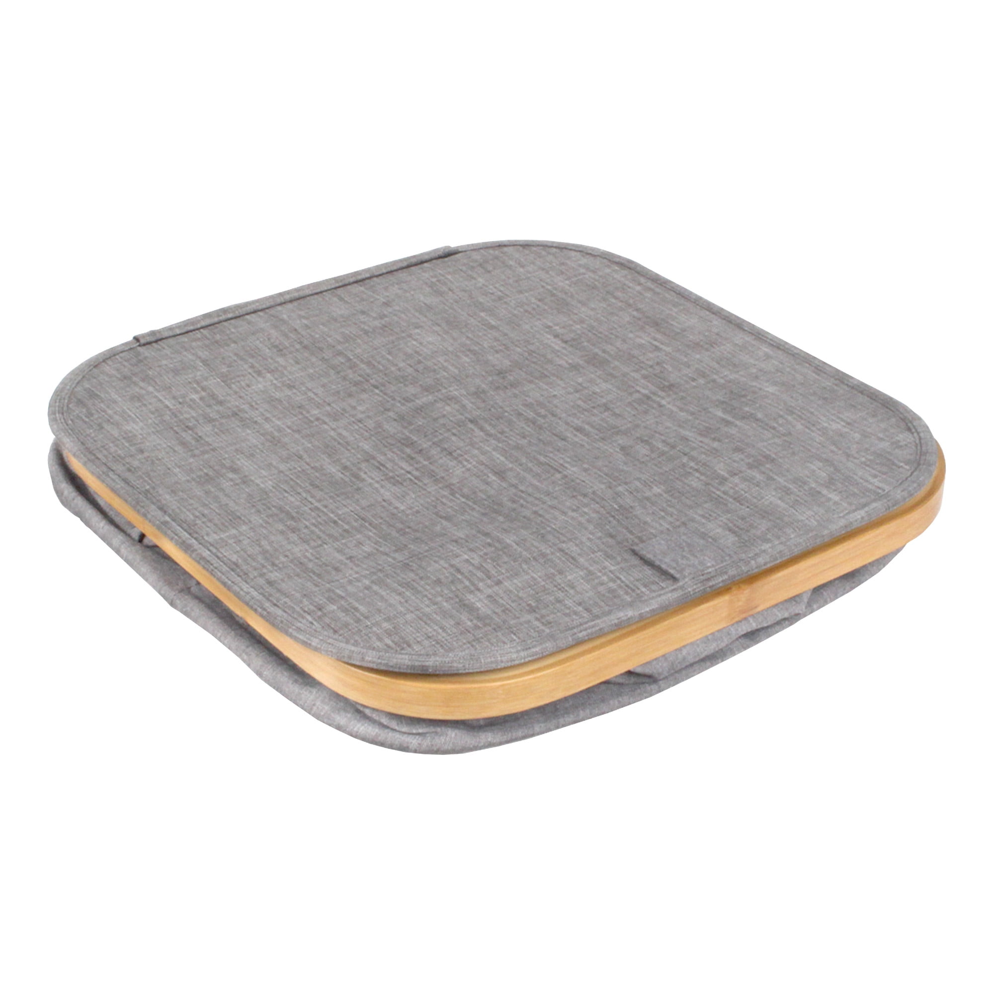 Foldable Bamboo Laundry Hamper with Lid - Decor Essentials for Any Room - Medium - Square - Gray