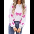 thumbnail image 1 of Suéter de Mujer Otoño 2025 - Jersey de Larga con Cuello Redondo, Jersey de Punto Oversize, Jersey Informal con Estampado Rosa Roja M, 1 of 10