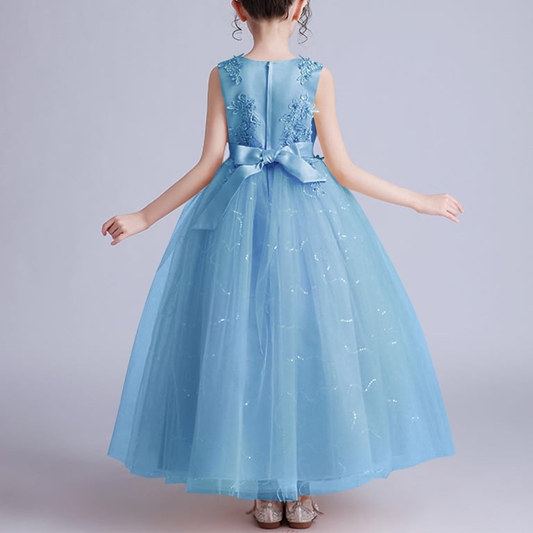 Atoguta Size 4t-14 Junior Prom Dresses for Teen Girls Kids Tulle Wedding Guest Party Birthday Bridesmaid Communion Pageant Prom Ball Gown Sky Blue