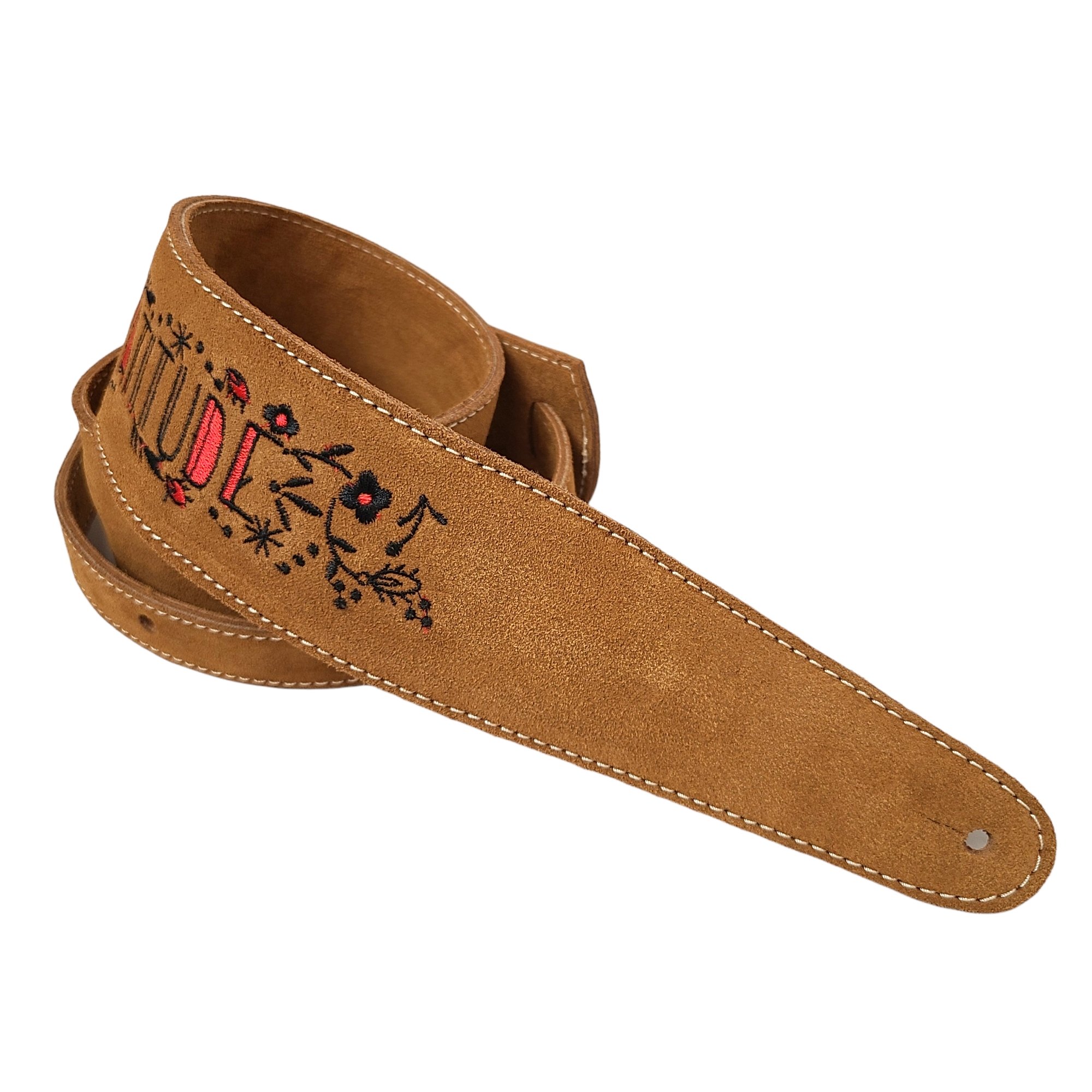 Henry Heller Guitar Strap Suede Leather Gratitude Embroidered Electric Acoustic