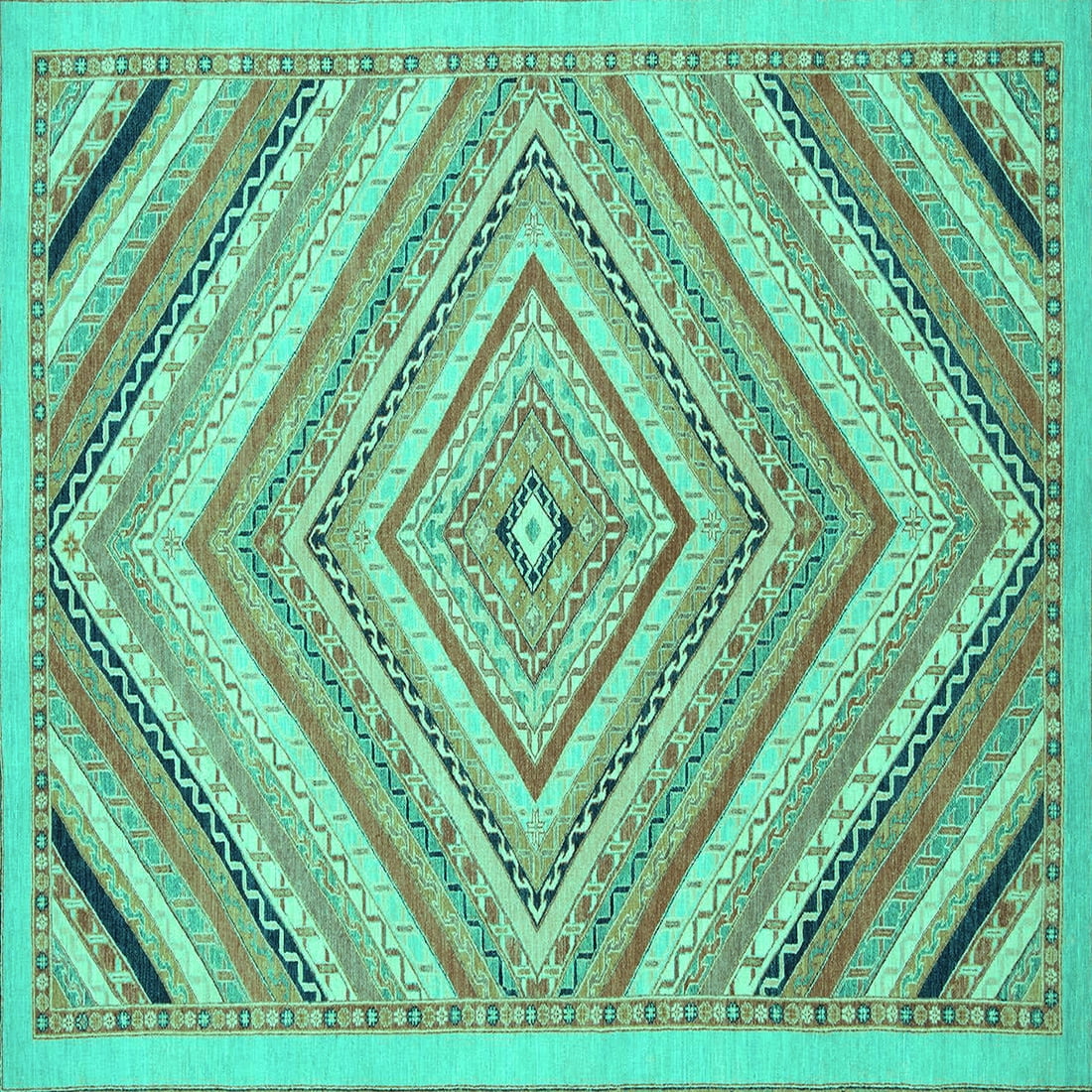 Ahgly Company Machine Washable Indoor Square Abstract Turquoise Blue ...