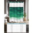 thumbnail image 6 of No Hook Cloth Fabric Shower Curtain with Snap in Liner, Sage Green Waves Waterproof Shower Curtains Set with See Through Top Window, Ombre Coastal Ocean Water Abstract Bath Curtains Shower 54"x78", 6 of 6