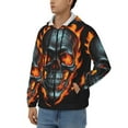 thumbnail image 3 of Wukai Flame Metal Skull Print Men's Zip-Up Hoodie,Fleece Full-Zip Hoodie for Men, Hooded Sweatshirt-Small, 3 of 5