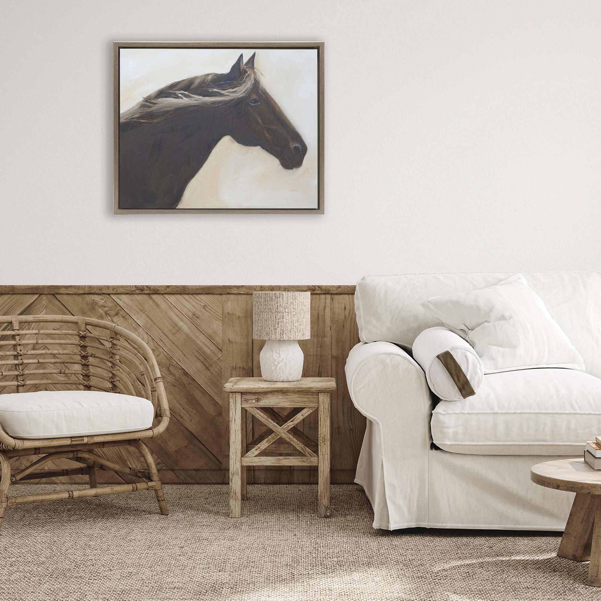 Stupell Industries The Mare In Profile Brown Framed Floater Canvas Wall Art, design by Jadei Graphics