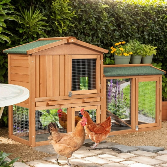 58 Inch Weatherproof Wooden Rabbit Hutch, Rabbit Hutch for Cats, Rabbits, Bunnies, Guinea Pigs