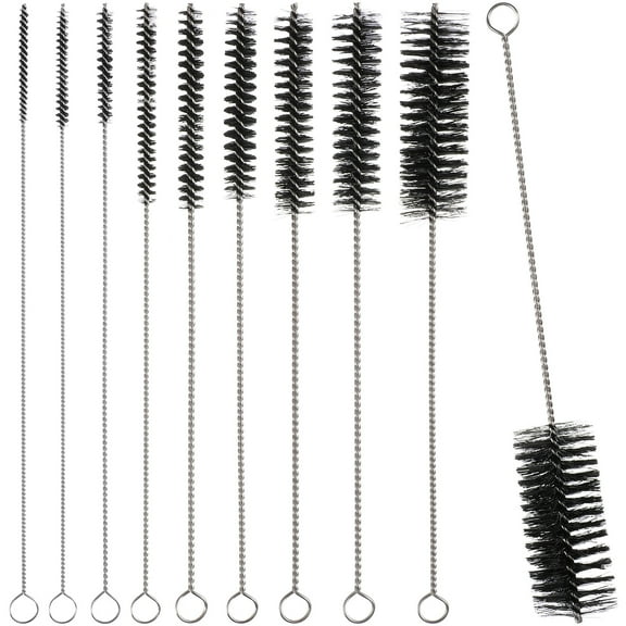 Nadi 10 Pcs Stainless Steel Nylon Brushes Straw Cleaner Brushes Long Tube Cleaning Tools for Drinking Straws Glasses Keyboards