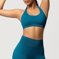 thumbnail image 6 of Neewe Women's Seamless Sports Bra Knitted Yoga Suit Gathering Breathable Workout Gym Tank Top for Women-Light Blue L, 6 of 9