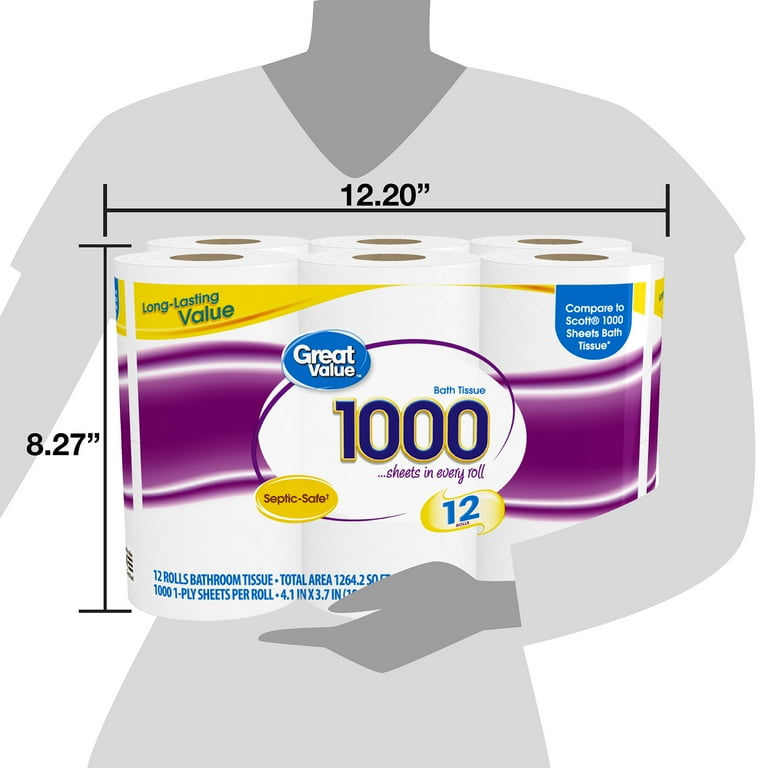 Great Value Toilet Paper, 12 Rolls, 1000 Sheets photo 7