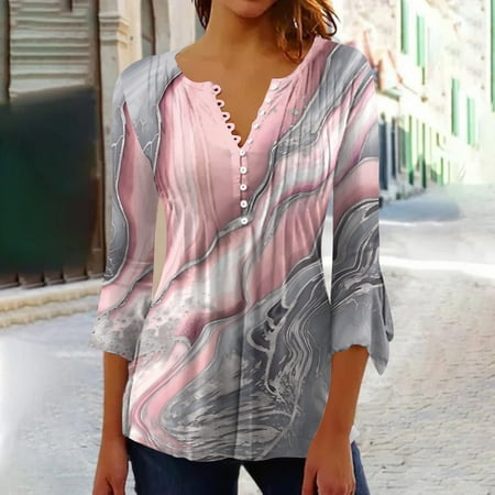 

Aloohaidyvio Vintage Summer Top Womens Casual Tops Trumpet Buttoned Basic Ruched Corset Tunic Pleated T-shirts Blouses