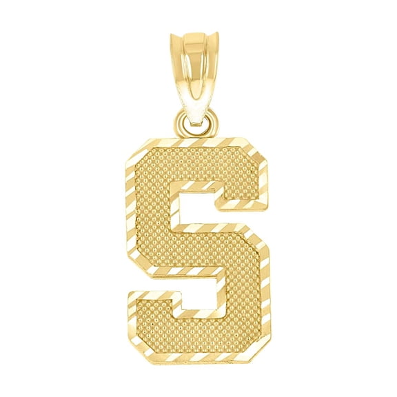 10k Yellow Gold Unisex Textured Initial Letter S Charm Pendant Necklace 20.8x8.60mm Wide Pendant for Women