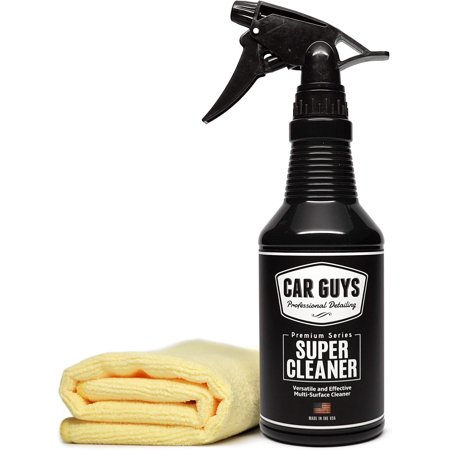 GUYS Super Cleaner | Effective Car Interior Cleaner | Leather Car Seat Cleaner | Stain Remover for Carpet, Upholstery, Fabric, and Much More! | 18 Oz Kit with Microfiber Towel