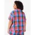 thumbnail image 3 of Joyspun Women's Woven Notch Collar Pajama Top, Sizes S to 3X, 3 of 6