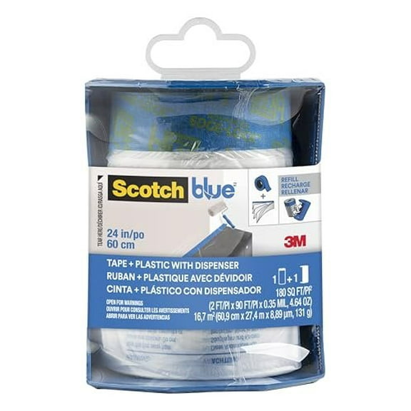 ScotchBlue Painter's Plastic Dispenser PTD2093EL-24-S - Pre-Taped - 1 Roll, 24 in, Blue