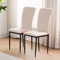 thumbnail image 5 of Set of 4 Dining Chairs, Kitchen Chairs, Velvet Chairs;Modern Upholstered Dining Room Chairs with Metal Legs and Adjustable Feet, Beige, 5 of 11
