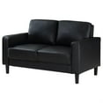 thumbnail image 3 of Rumi Loveseat, Black Faux Leather, Modern Track Style Arms, Foam, 54 Inch, 3 of 6