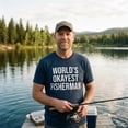 thumbnail image 2 of Mens Worlds Okayest Fisherman T Shirt Funny Fathers Day Fishing Tee Graphic Tees, 2 of 9