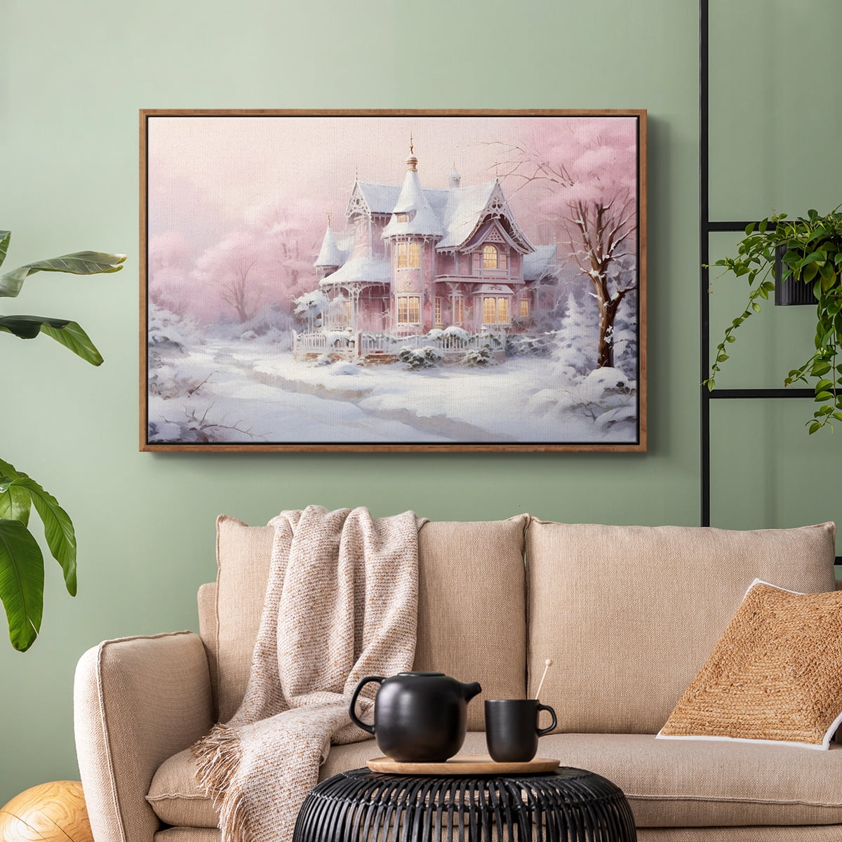 Vintage Landscape-CXCV By Wexford Home Framed in Walnut Wood Gallery Wrapped Canvas 27 in. x 41 in.