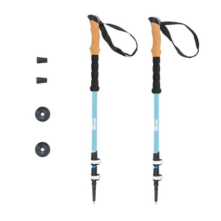 Ozark Trail Lightweight Carbon Fiber Adjustable Quick Lock Trekking Poles with Cork Grip - 2 Pack