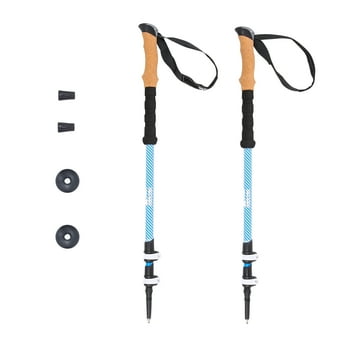 Ozark Trail Lightweight Carbon Fiber Adjustable Quick Lock Trekking Poles with Cork Grip - 2 Pack - Blue